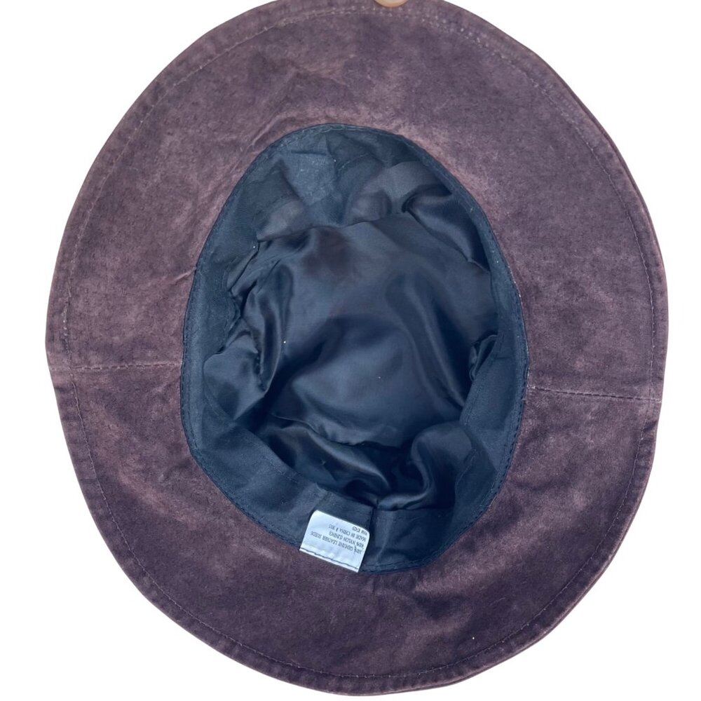 Vintage Genuine Leather Suede Bucket Hat Brown Unisex Lined Y2K - Picture 8 of 9